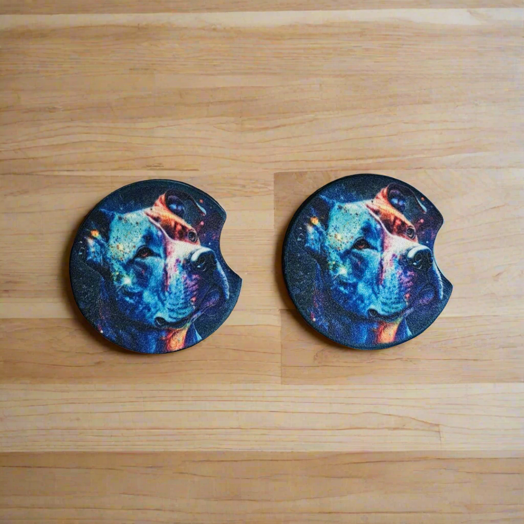 Pitbull Coasters - Set of 2 Car Coasters - Gift For Dog Lovers