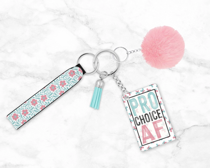 Pro Choice AF Keychain – A Bold Statement of Strength & Solidarity ✊ Women's Rights Wristlet 💪 Equal Rights Key Ring Lanyard