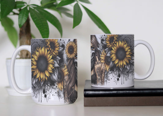 Rebel Yell Mug – Sip with Attitude, Own Your Power ☕ Sunflower Coffee Cup 🌻 Sassy With Attitude Mug ✨ Gift For Her