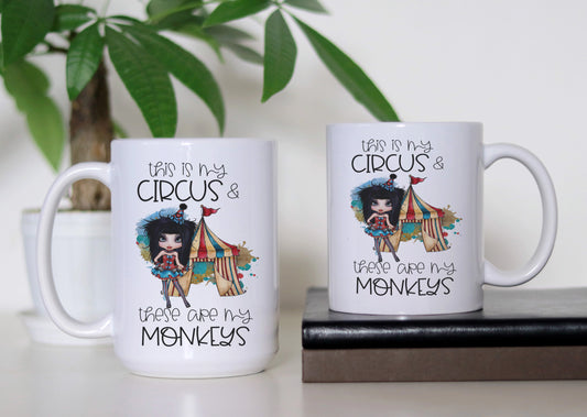 Ringmaster's Reign Mug – The Ultimate Multitasking Queen's Companion, Funny These Are My Monkeys Coffee Cup, Perfect Gift For Mom