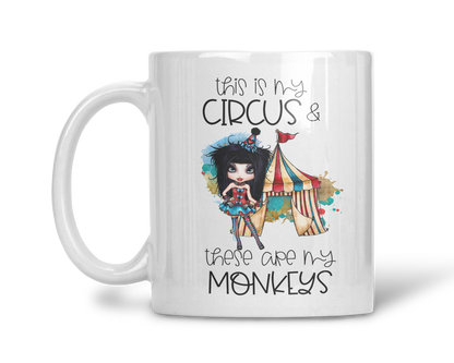 Ringmaster's Reign Mug – The Ultimate Multitasking Queen's Companion, Funny These Are My Monkeys Coffee Cup, Perfect Gift For Mom