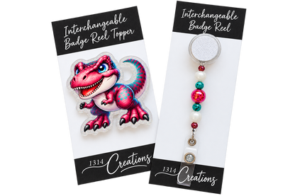 Roar Into the Workday | Dinosaur Interchangeable Badge Reel & Topper Set