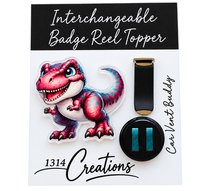 Roar Into the Workday | Dinosaur Interchangeable Badge Reel & Topper Set
