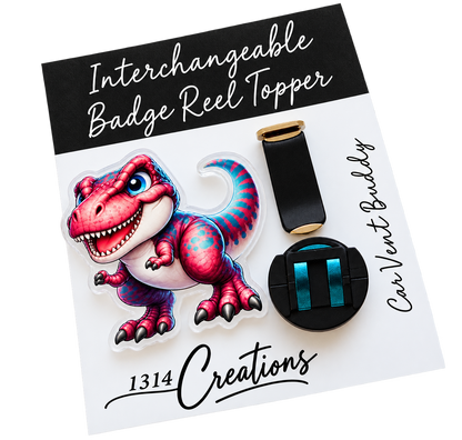 Roar Into the Workday | Dinosaur Interchangeable Badge Reel & Topper Set