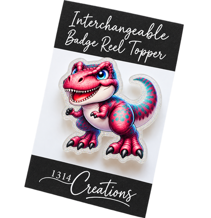 Roar Into the Workday | Dinosaur Interchangeable Badge Reel & Topper Set