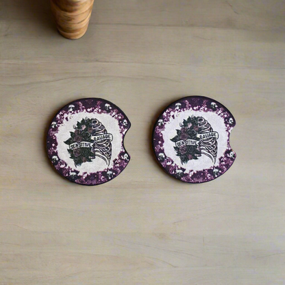 Sensitive Savage Car Cup Holder Coasters - Set of 2 Coasters - Goth Car Decor