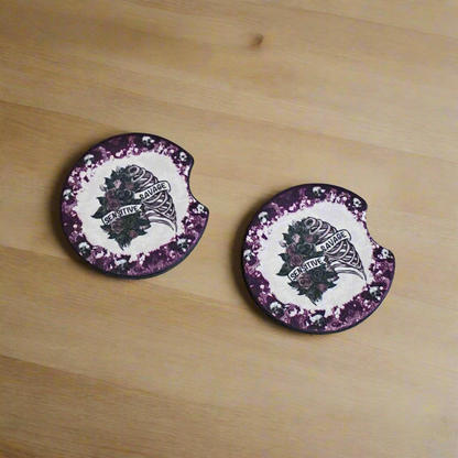 Sensitive Savage Car Cup Holder Coasters - Set of 2 Coasters - Goth Car Decor