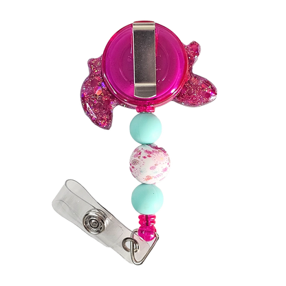 Shell Yeah ID Holder 🐢 Pink Sea Turtle Badge Reel With Matching Beads 🐢 Gift For Nurse