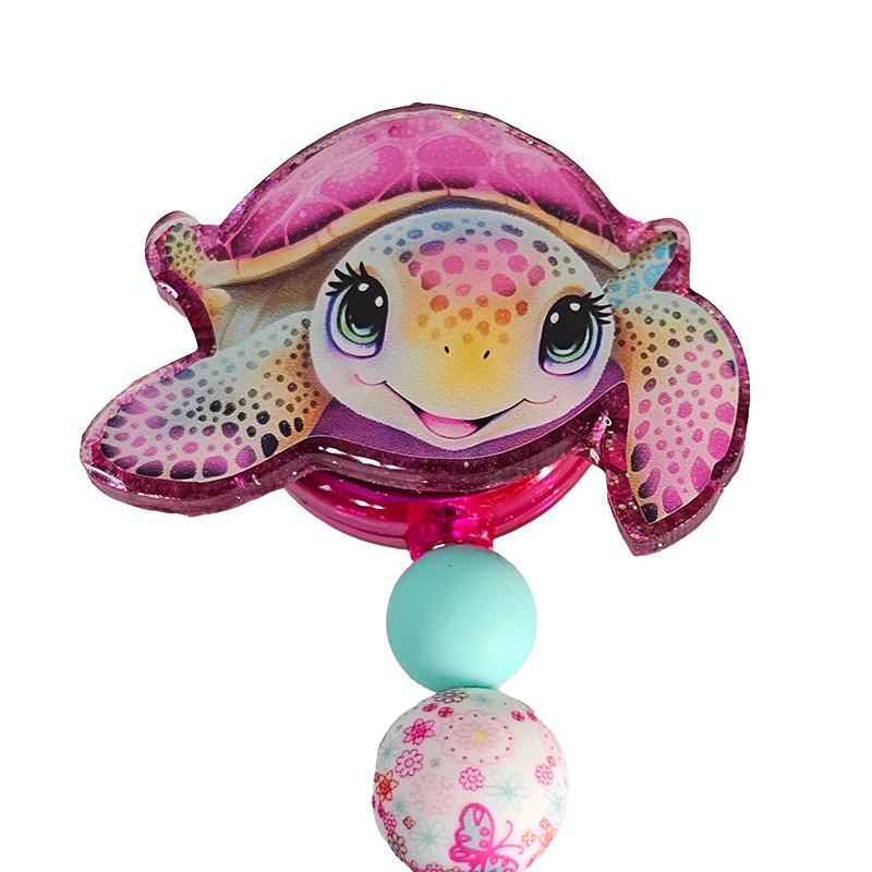 Shell Yeah ID Holder 🐢 Pink Sea Turtle Badge Reel With Matching Beads 🐢 Gift For Nurse