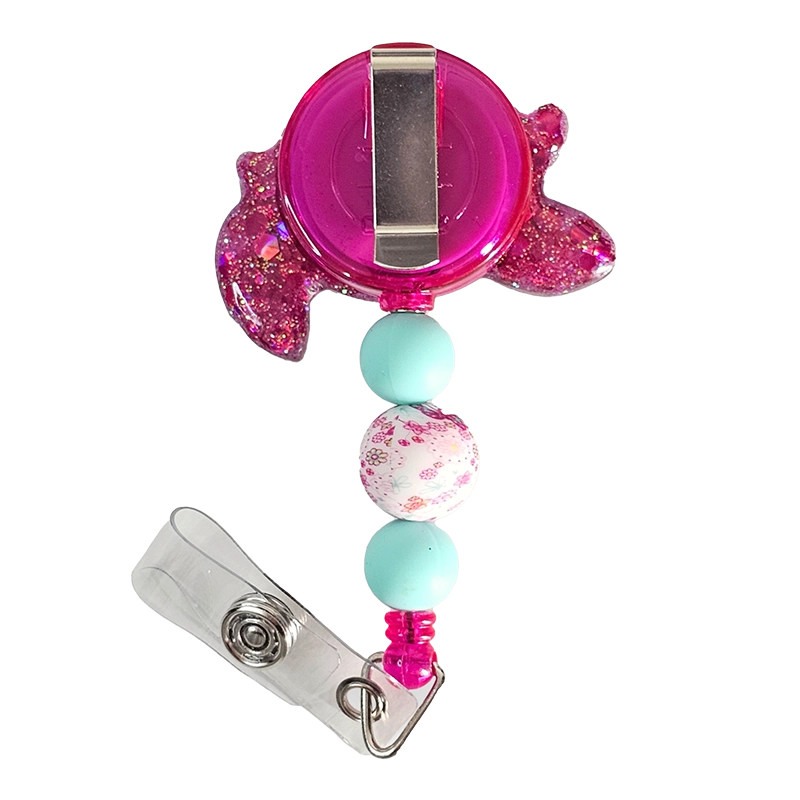 Shell Yeah ID Holder 🐢 Pink Sea Turtle Badge Reel With Matching Beads 🐢 Gift For Nurse