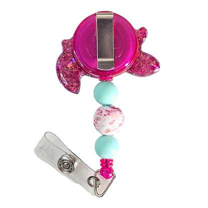 Shell Yeah ID Holder 🐢 Pink Sea Turtle Badge Reel With Matching Beads 🐢 Gift For Nurse