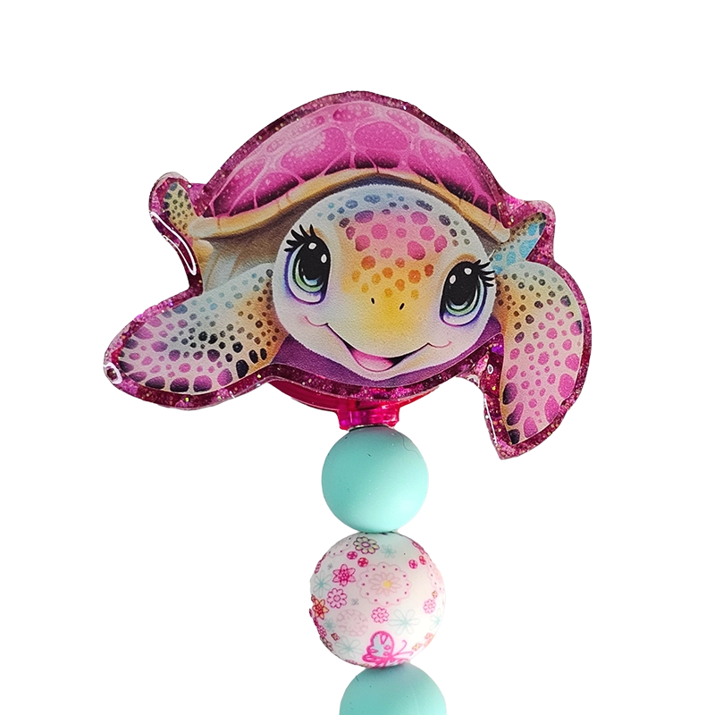 Shell Yeah ID Holder 🐢 Pink Sea Turtle Badge Reel With Matching Beads 🐢 Gift For Nurse