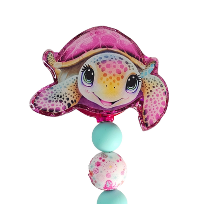 Shell Yeah ID Holder 🐢 Pink Sea Turtle Badge Reel With Matching Beads 🐢 Gift For Nurse