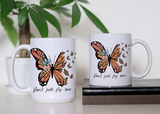 Soaring Spirit Mug – Elevate Every Sip to New Heights 🦋 Inspirtation Coffee Cup 🦋 Motivational Butterfly Hot Tea Cup 🦋 Gift For Butterfly Lovers