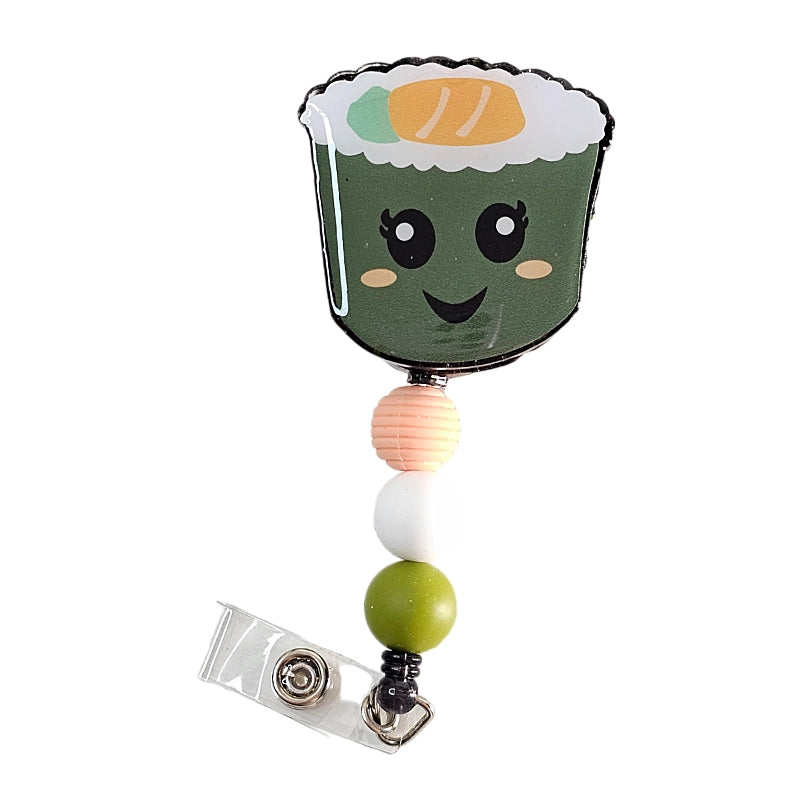 🍣Spice Up Your Workday with the Sushi Sensations Nurse Badge Reel! 🍣Cute Cartoon Beaded ID Holder 🍣 Gift For Food Lovers