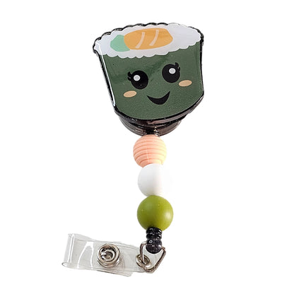 🍣Spice Up Your Workday with the Sushi Sensations Nurse Badge Reel! 🍣Cute Cartoon Beaded ID Holder 🍣 Gift For Food Lovers