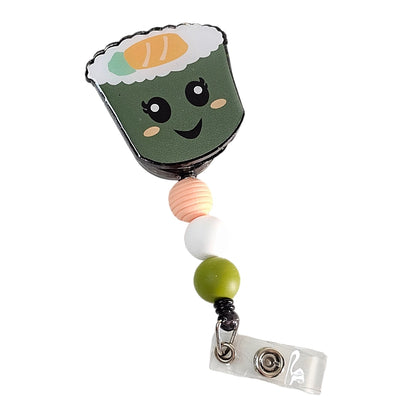 🍣Spice Up Your Workday with the Sushi Sensations Nurse Badge Reel! 🍣Cute Cartoon Beaded ID Holder 🍣 Gift For Food Lovers