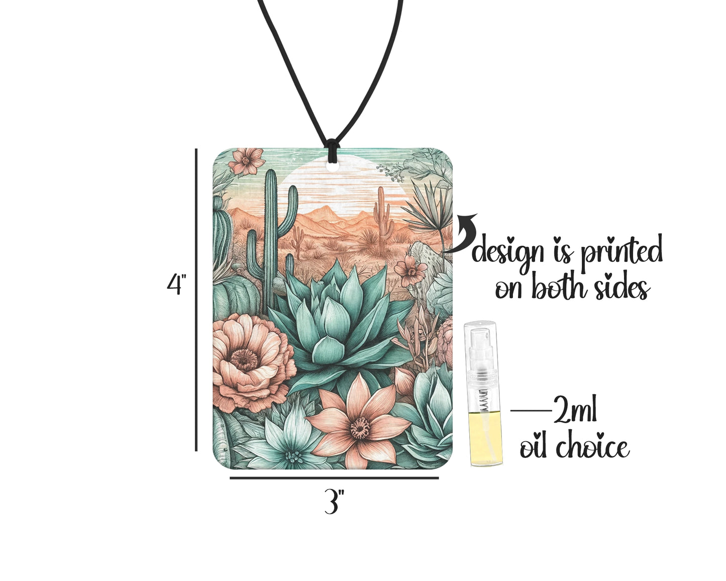 Sweet Succulent Scents Air Freshener / Sunset Dessert Scene Hanging Diffuser / Gift For Plant Lovers