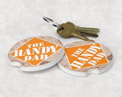 The Handy Dad Coasters - Set of 2 Funny Cup Holder Coasters - Gift For Dad