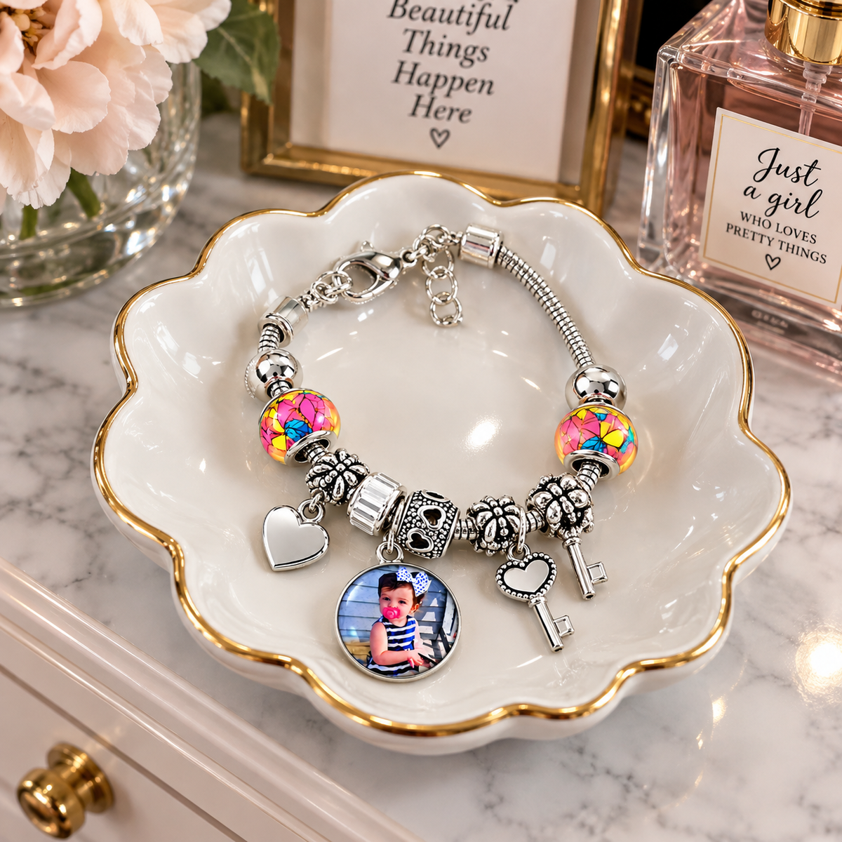 The Key to My Heart | Personalized Photo Charm Bracelet