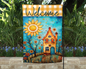 Whimsical House Garden Flag - Cute Outdoor Yard Decor - Housewarming Gift