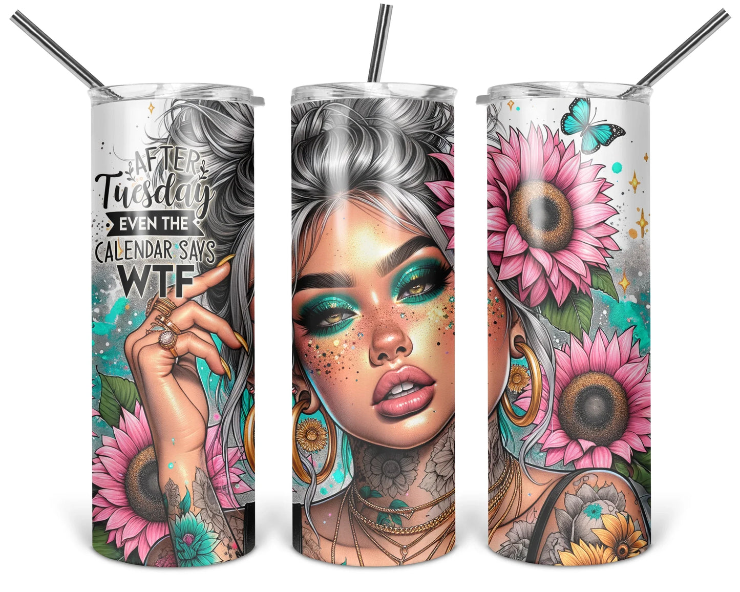 Even The Calendar Says WTF Tumbler / Funny 20oz Tumbler With Straw / Sassy Gift For Her