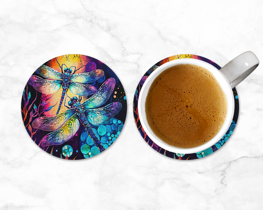 Radiant Dragon Dance Coasters - Set of Dragonfly Coasters - Nature Lover Home Decor