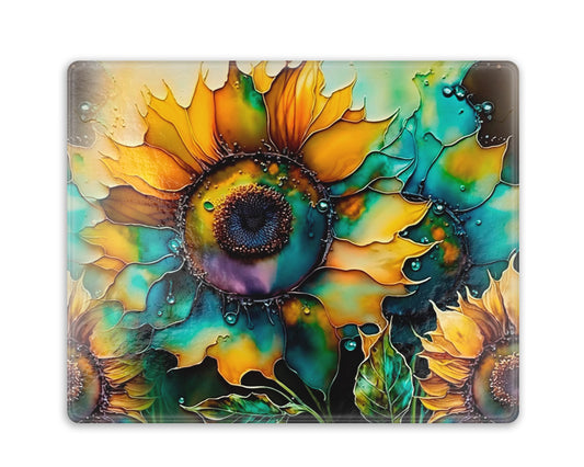 Brilliant Blooms Cutting Board - Tempered Glass Chopping Board - Sunflower Home Decor