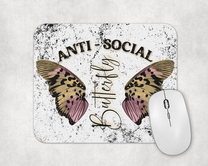 Anti-Social Mouse Pad / Butterfly Mousepad / Gift For Introverts