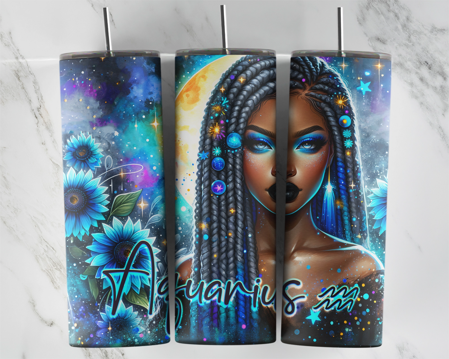 Aquarius Girl Tumbler /  Horoscope Tumbler With Straw / Zodiac Sign Tumbler / Gift For Astrology Lovers