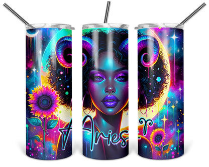 Aries Girl Tumbler / Horoscope Tumbler With Straw /  Zodiac Sign Tumbler / Gift For Astrology Lovers