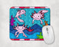 Fin Flingers Mouse Pad / Axolotl Laptop Gaming Desk Mat / Cute Gift For Animal Lovers