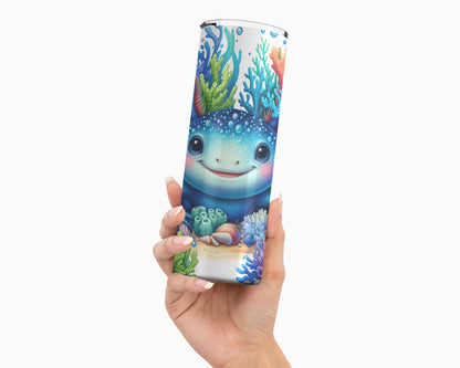 Axolotl Oasis / Cute 20oz Salamander Tumbler With Straw / Gift For Axolotl Lovers