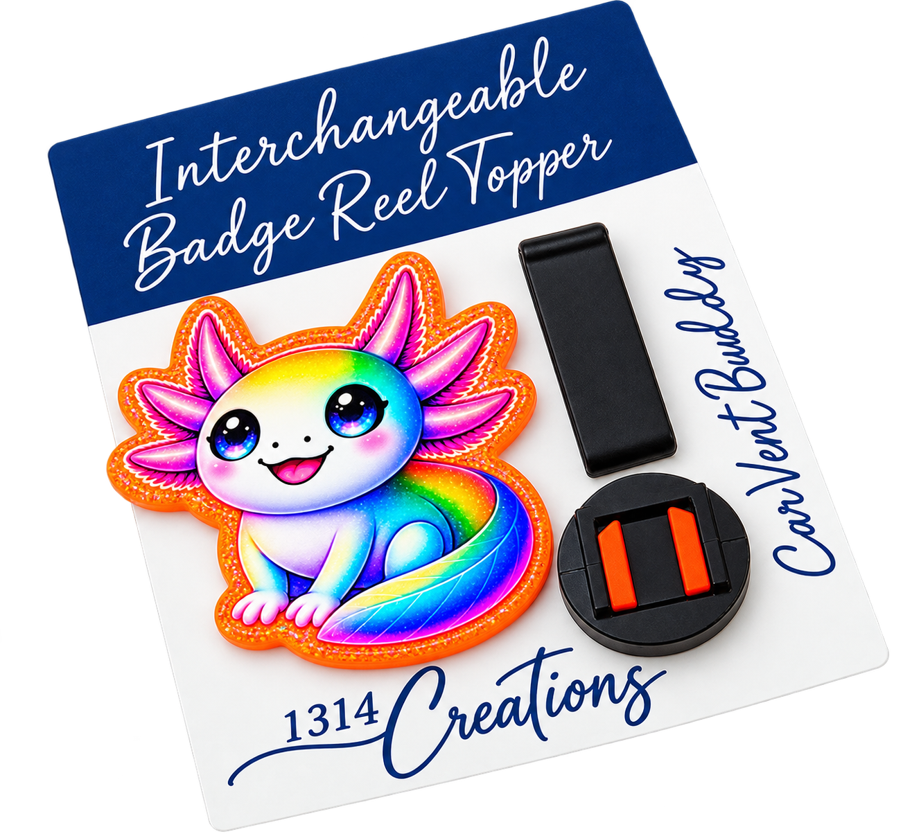 Little Splash of Happy | Interchangeable Axolotl Badge Reel & Topper
