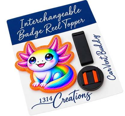 Little Splash of Happy | Interchangeable Axolotl Badge Reel & Topper