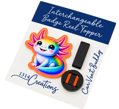 Little Splash of Happy | Interchangeable Axolotl Badge Reel & Topper