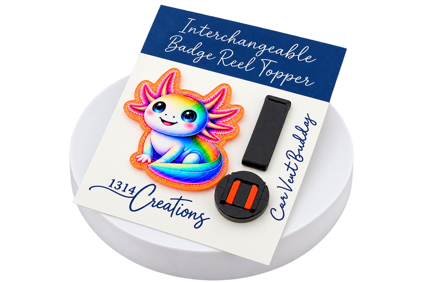 Little Splash of Happy | Interchangeable Axolotl Badge Reel & Topper
