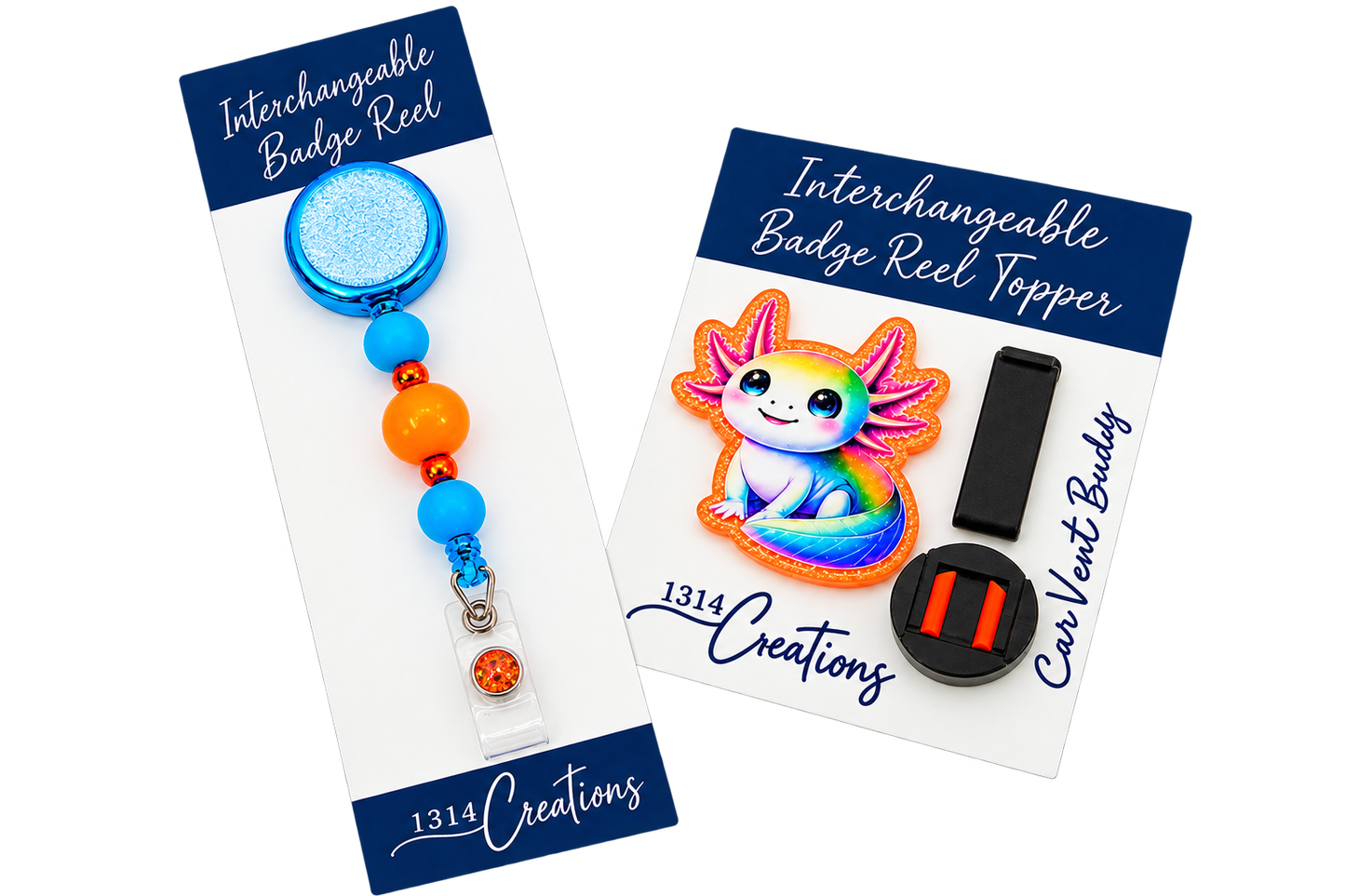 Little Splash of Happy | Interchangeable Axolotl Badge Reel & Topper