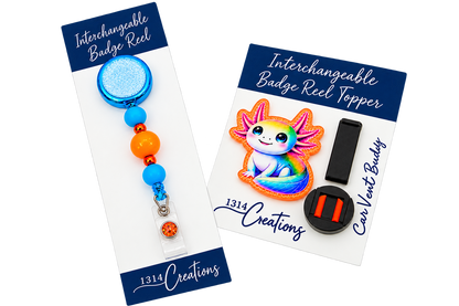 Little Splash of Happy | Interchangeable Axolotl Badge Reel & Topper
