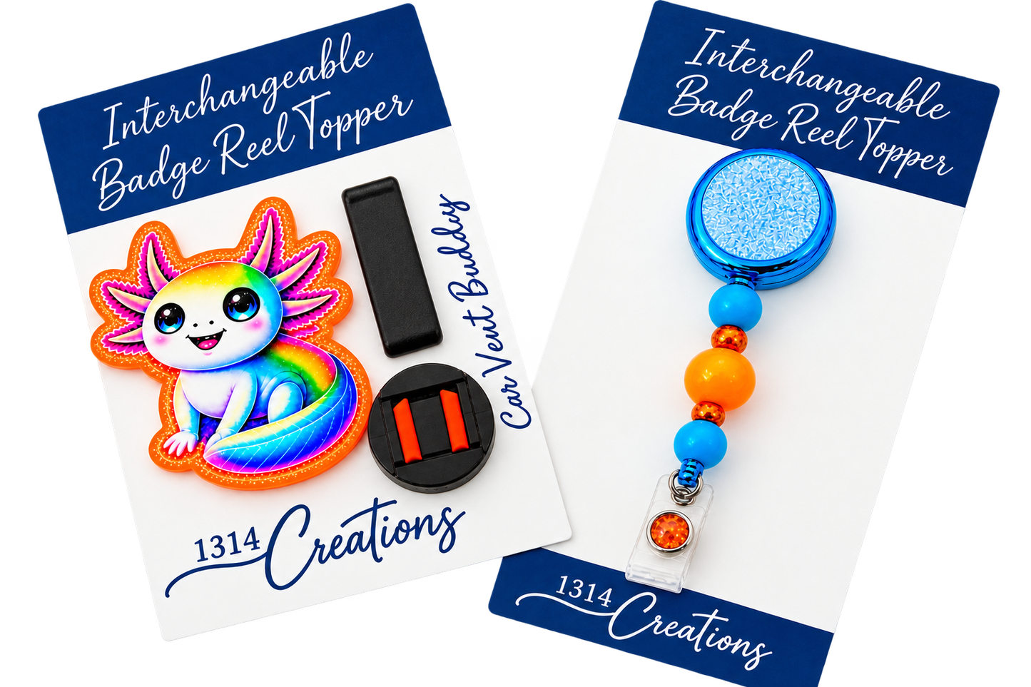 Little Splash of Happy | Interchangeable Axolotl Badge Reel & Topper