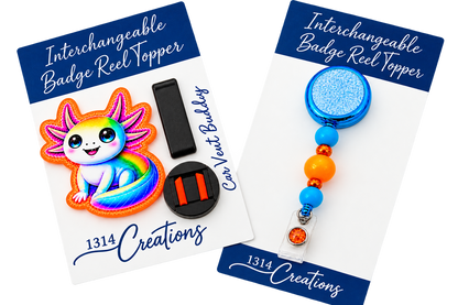 Little Splash of Happy | Interchangeable Axolotl Badge Reel & Topper