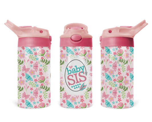 Sisterly Flutter / Baby Sis Kids Tumbler  / Kids Water Bottle / Toddler Butterfly 2-in-1 Sippy Cup