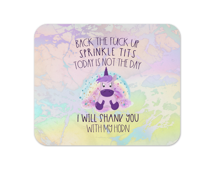 I Will Shank You With My Horn Mouse Pad / Unicorn Laptop Desk Mat / Funny Desk Accessories