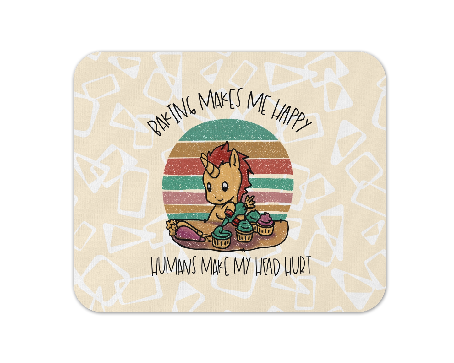 Baking Makes Me Happy Mouse Pad / Funny Unicorn Laptop Desk Mat / Gift for Cooking Lovers