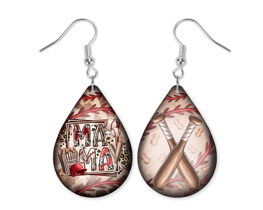 Baseball Mama Teardrop Earrings