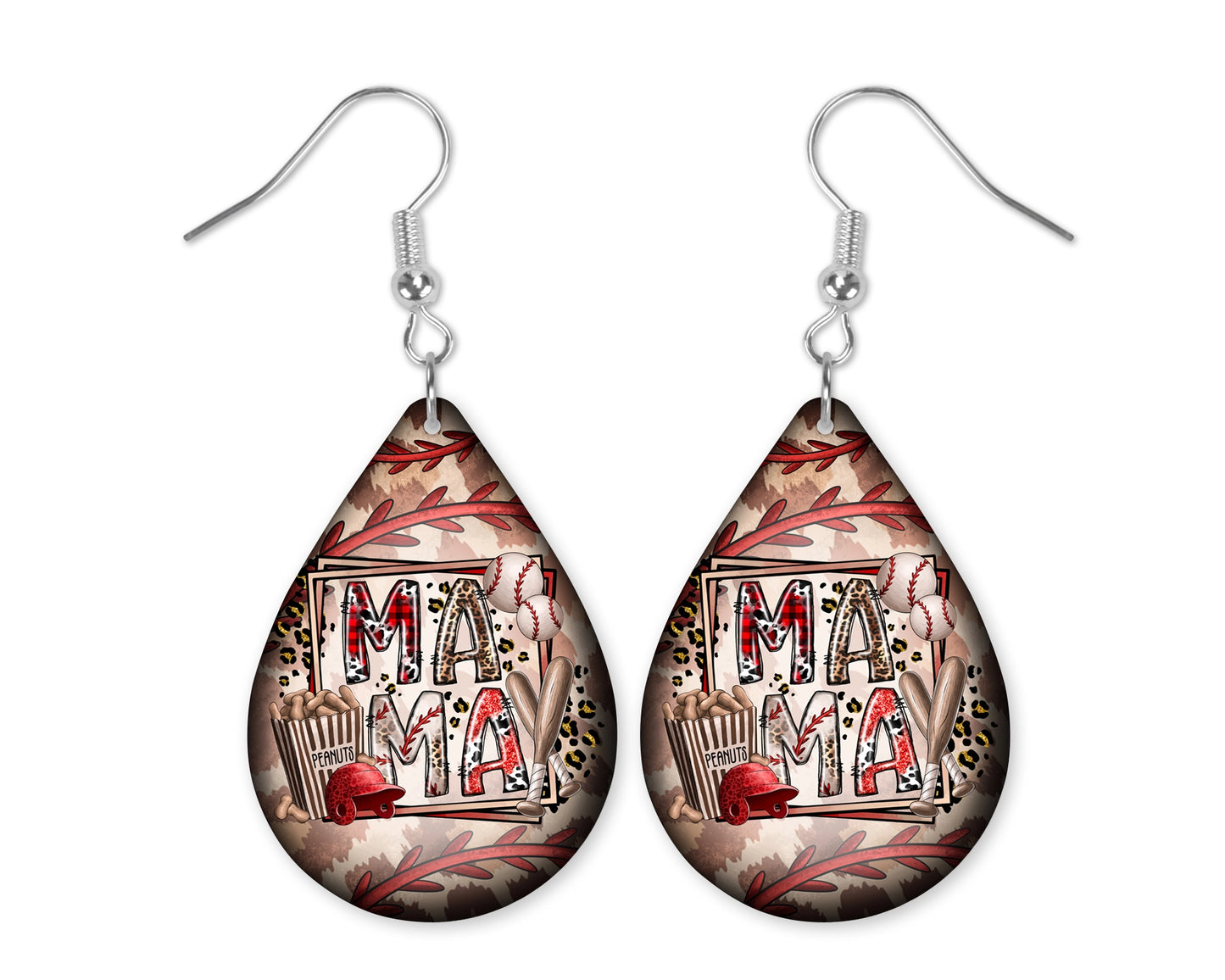 Baseball Mama Teardrop Earrings