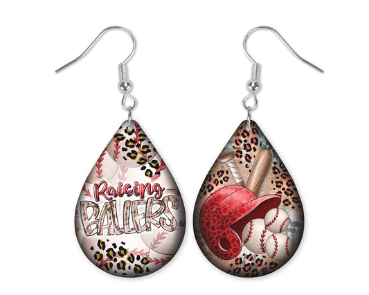 Raising Ballers Baseball Teardrop Earrings