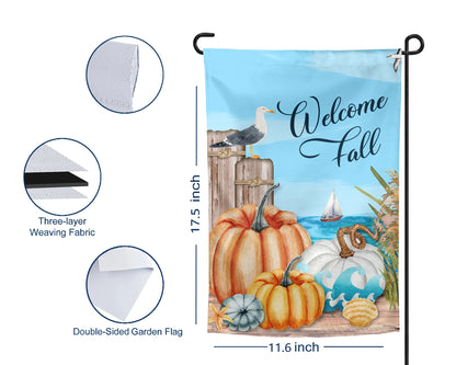 Welcome Fall Garden Flag - Seaside Outdoor Yard Decor - Housewarming Gift