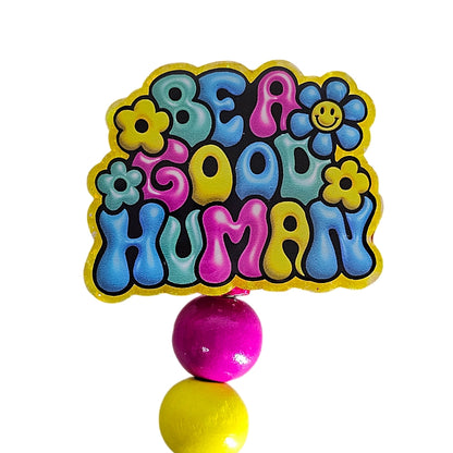 ✌️ Groovy Goodness: Be A Good Human Badge Reel  ✨ Retro Hippie Retractable Badge Reel  ✨ Gift For Nurses ✌️