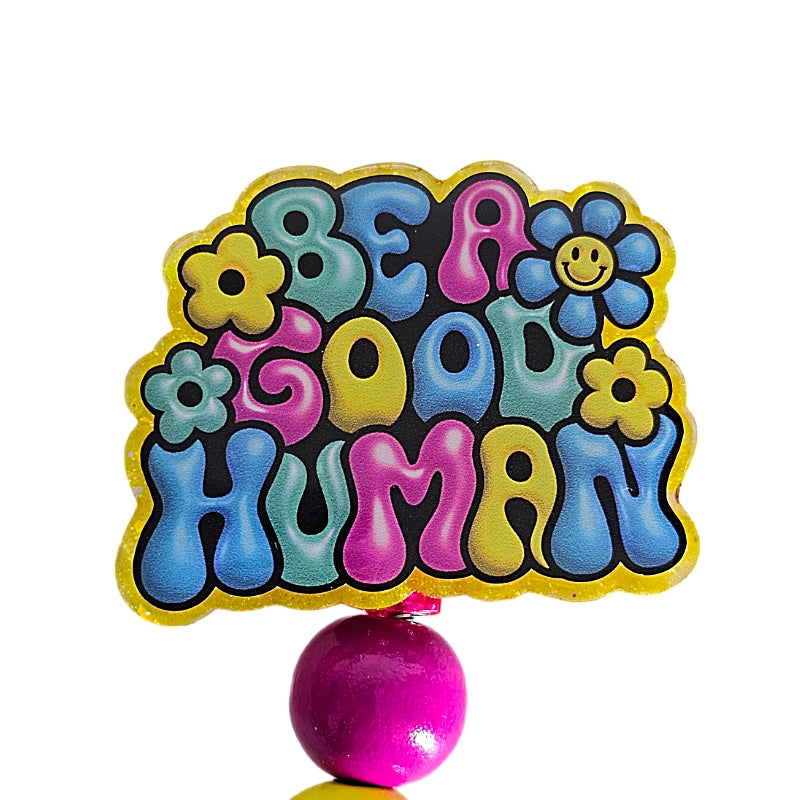 ✌️ Groovy Goodness: Be A Good Human Badge Reel  ✨ Retro Hippie Retractable Badge Reel  ✨ Gift For Nurses ✌️